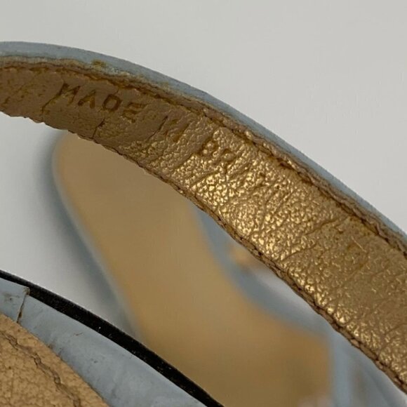 Talbots womens sandals size 5 blue leather tortoise embossed beaded flop flops - Picture 5 of 12